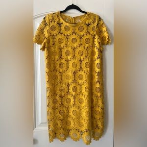 LOFT Yellow/Goldenrod Lace Overlay Sheath Dress 10